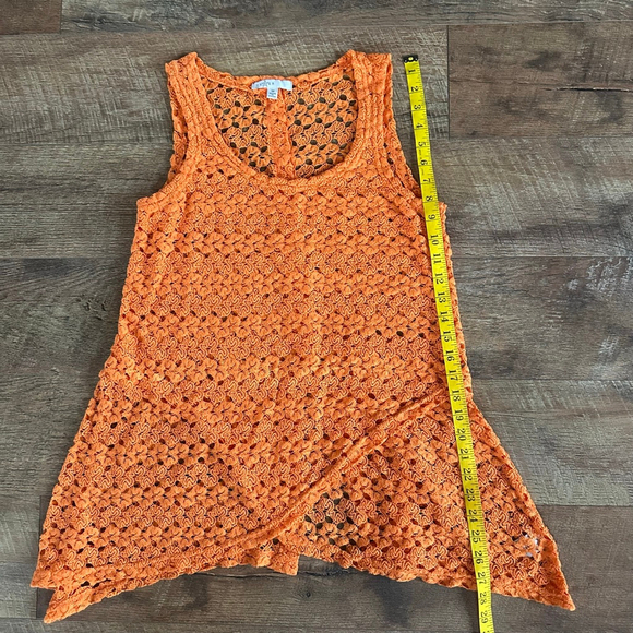 Women's Fever Orange Crochet Knit Tank Top M - Picture 5 of 10